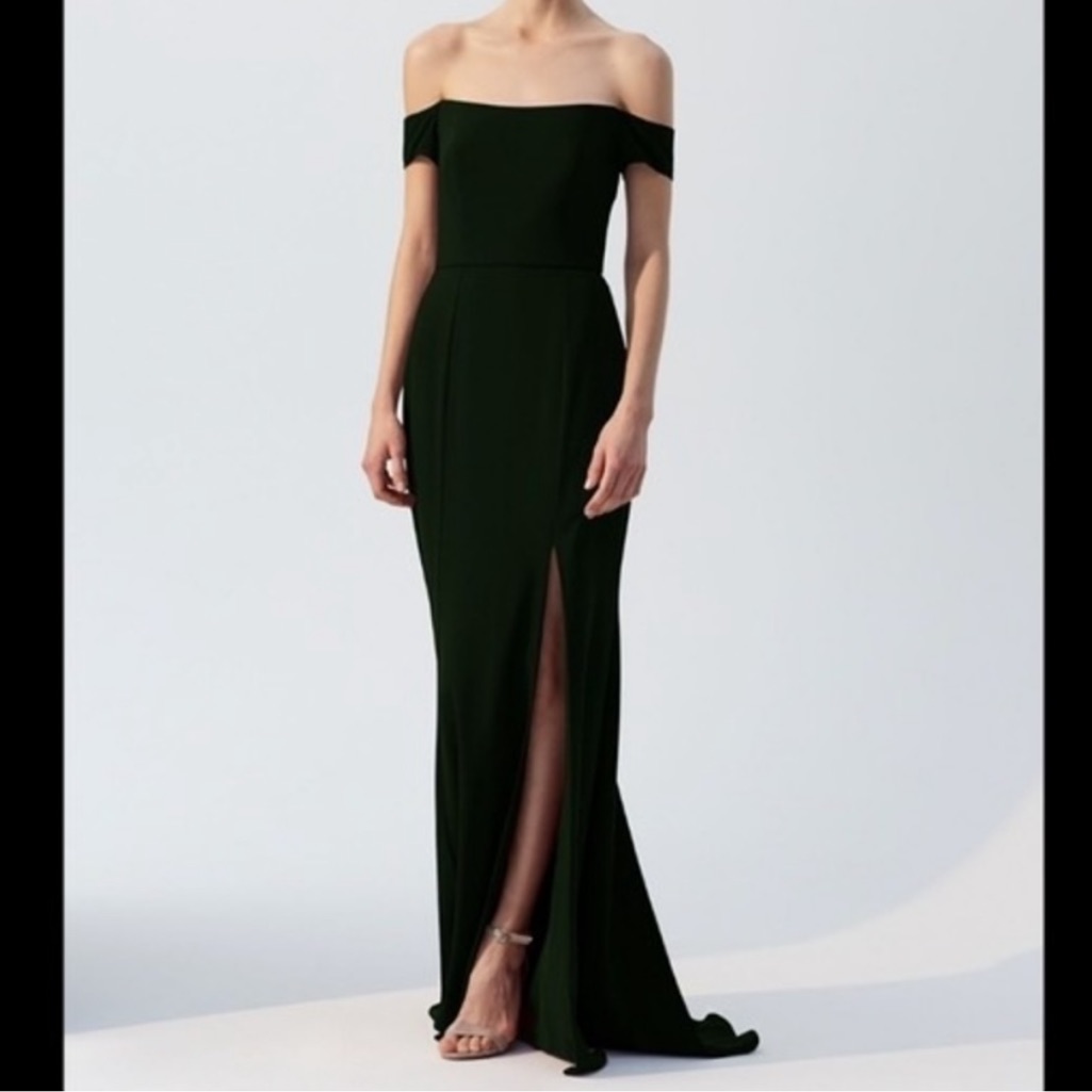 Amsale Off-Shoulder Black Dress